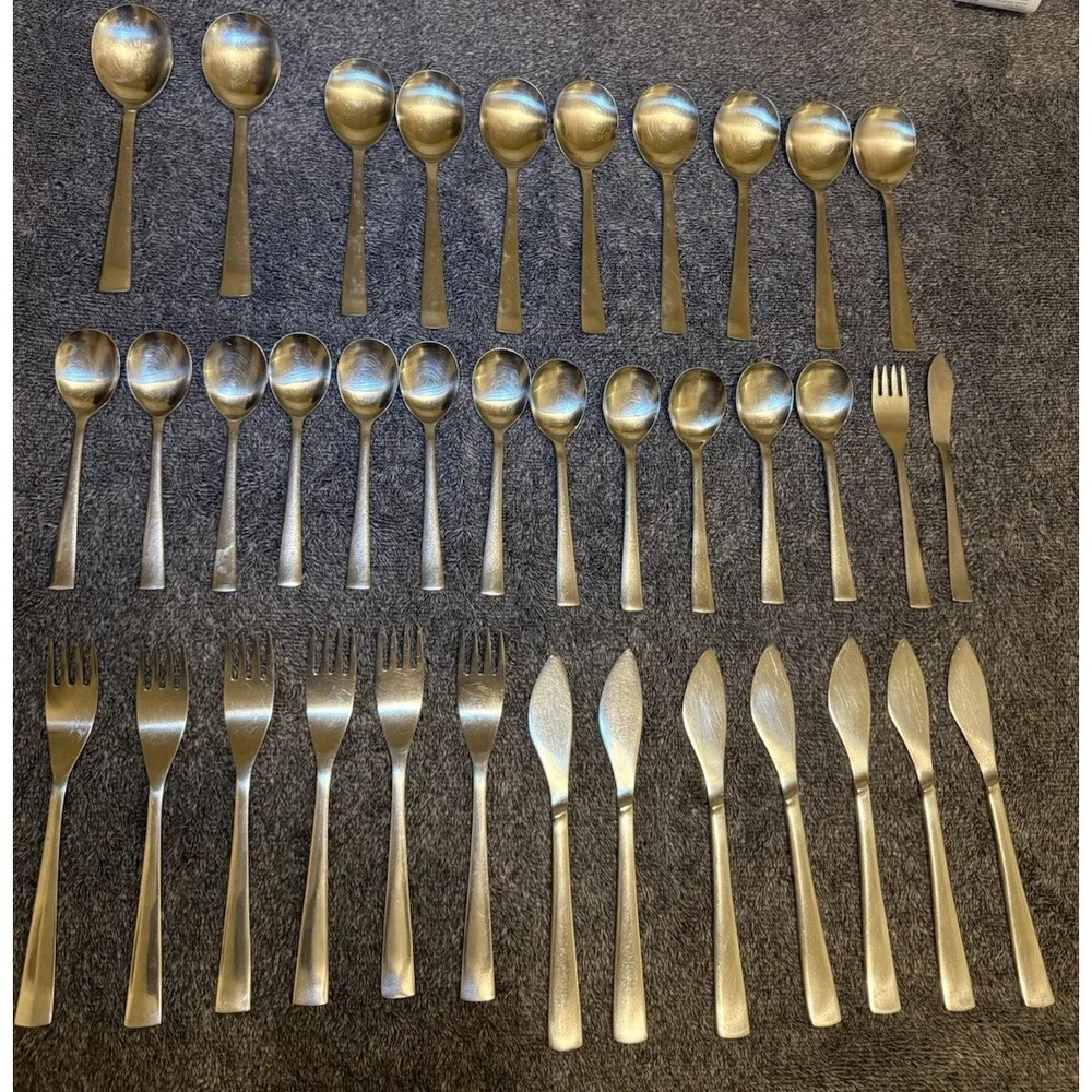 Vintage Airline Style Stainless Flatware‎ Lot 37 Pc Forks Spoons Knives Japan
